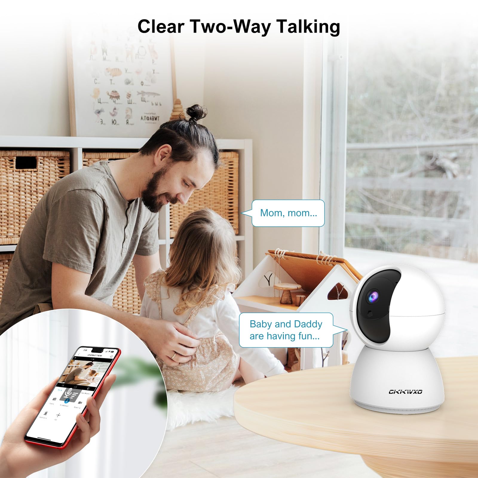 2K Wi-Fi Indoor Security Camera, 2.4/5GHz Wi-Fi Pet Cam, 3MP Camera for Baby & Pet Monitoring, Pet Camera with Phone App for Home Security,IR Night Vision,Two-Way Audio,Motion Tracking