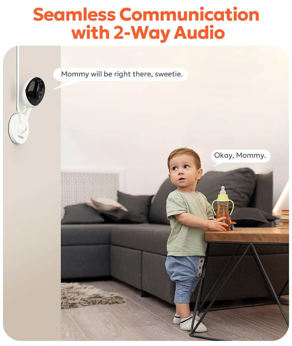 owltron Indoor Security Camera, 2K 3MP Cameras for Home Security with Motion Detection, Pet Cam & Baby Monitor with Night Vision, 2.4 GHz WiFi Two-Way Talk, Cloud/SD Storage, Compatible with Alexa